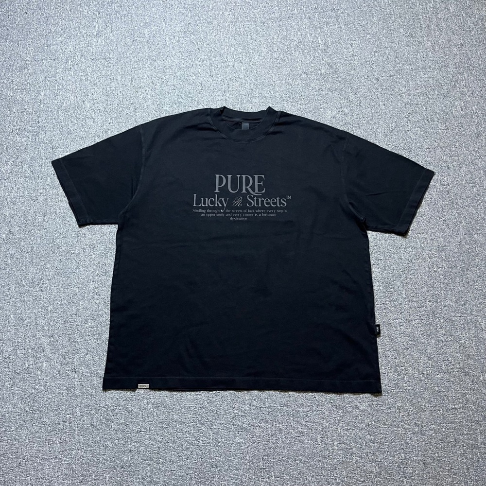 PURE Lucky Streets T-Shirt Size XL Black Graphic Boxy Fit Streetwear Tee